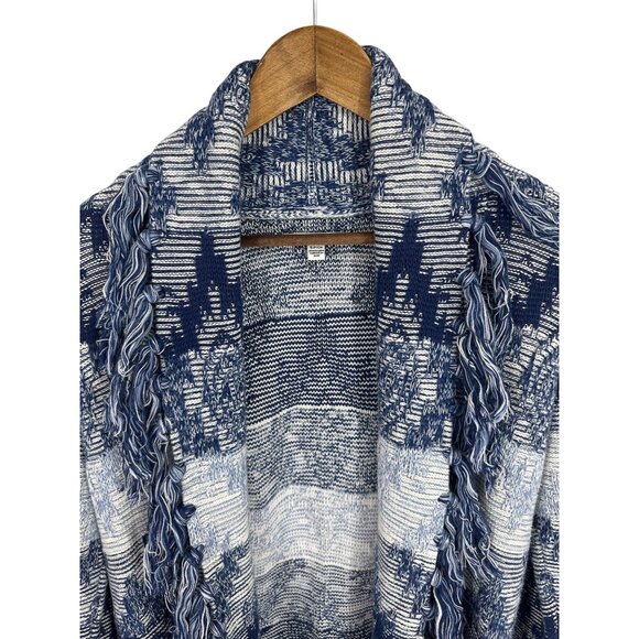 American Eagle Fringe Cardigan Sweater Boho Tribal Open Front Aztec Blanket Sz S - Picture 2 of 11